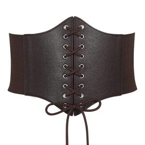 9853 Corset Belt For Women Lace Up Elastic Waist Belts Retro Wide Tied